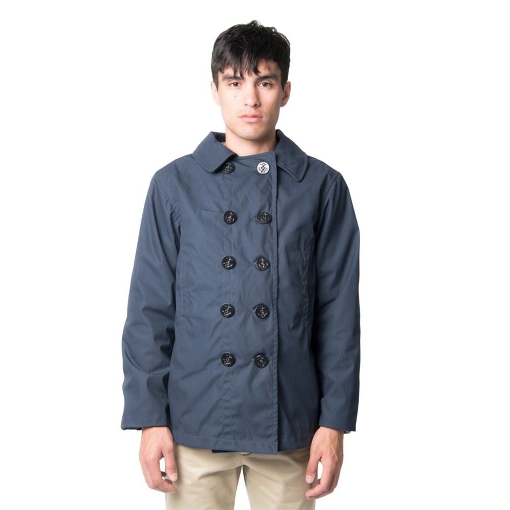 Polo Ralph Lauren RL 67 VTGE Mens Navy Blue Cotton Peacoat Jacket Anchor Buttons